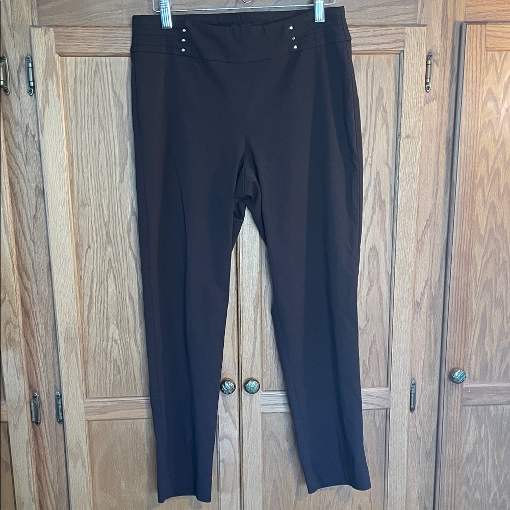 JM Collection Brown Slim Fit Pants